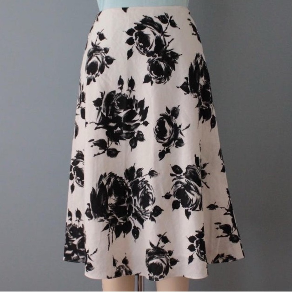 Floral White with Black Linen Skirt. New!
